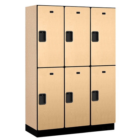 SALSBURY INDUSTRIES 2 Tier Designer Locker, 54"Wx76"Hx18"D, 6 Door, Maple 18-22368MAP